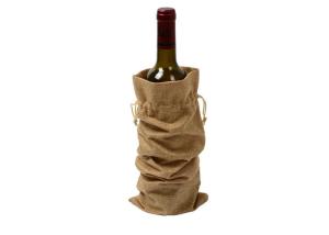 China Jute Wine Drawstring Bags , Eco - Friendly Burlap Fabric Wine Reusable Bags factory