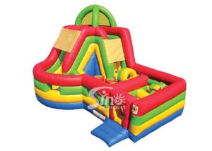 China Commercial grade kids mega bounce inflatable obstacle course made of 610g/m2 pvc tarpaulin factory