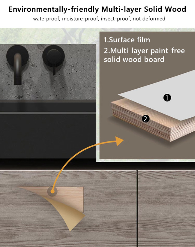 Plywood Bathroom Vanity Units , slate Countertop Floating Vanity Cabinet