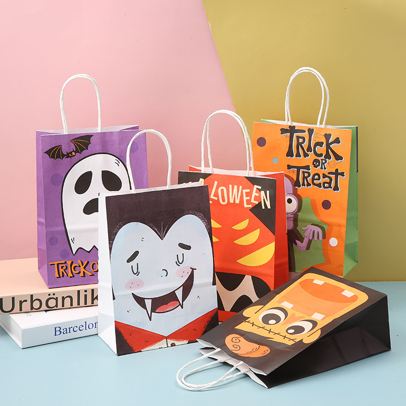 Eco-friendly Halloween Party Gift Bag Kraft Paper Bag for Cross-Border Sales on Amazon