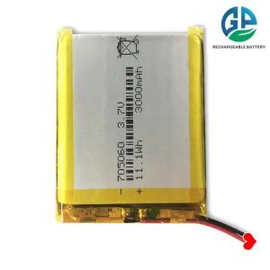 China High Discharge Rate Battery 3.7V 3000mah 30C Max60C Rechargeable Lipo Battery 705060 Pilas Rechargeable Cells factory