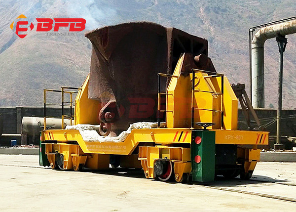 1-500t heat proof molten steel ladle battery power transfer car for steel plant moving on rail