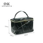 Zipper Closure Ladies Marble PU Leather Makeup Bag Case
