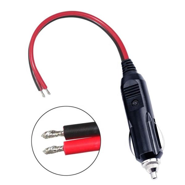 12V 24V 15A Fuse Car Cigarette Lighter Male Plug with Lead Tinned Wire