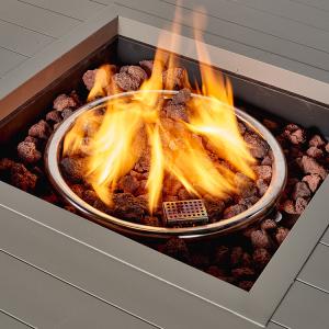 China 42 Inch Rattan Plaiting Rectangle Tabletop Fire Pit CE factory