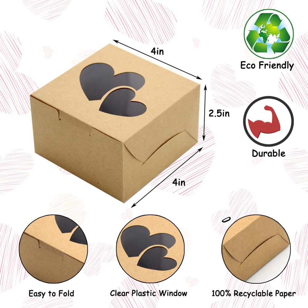 Convenient Takeaway Kraft Paper Box for Cupcakes According to Your Request