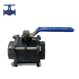 China 1000WOG Cast Steel WCB NPT BSP Female Threaded Ball Valve 3 Piece Type factory