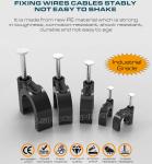 Cable Clips (Wire Clips, Nail Clips), Polyethylene, Black/White, U-Shaped, K