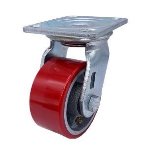 China 100mm Polyurethane Cast Iron Wheel Precision Ball Bearing Caster Wheel factory