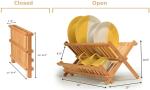 Compact Collapsible Wooden Plate Rack Kitchen Bamboo Dish Drying Rack