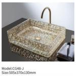 Clear Crystal Glass Hotel Bathroom Oval Table Wash Basin Sink Transparent