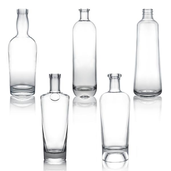Customized Logo Glass Collar Wholesales Short Neck Gin Rum Brandy Whisky Liquor