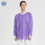 S&J Disposable SMS Lab Coat Nonwoven Premium Quality Knitted Collar & Cuffs