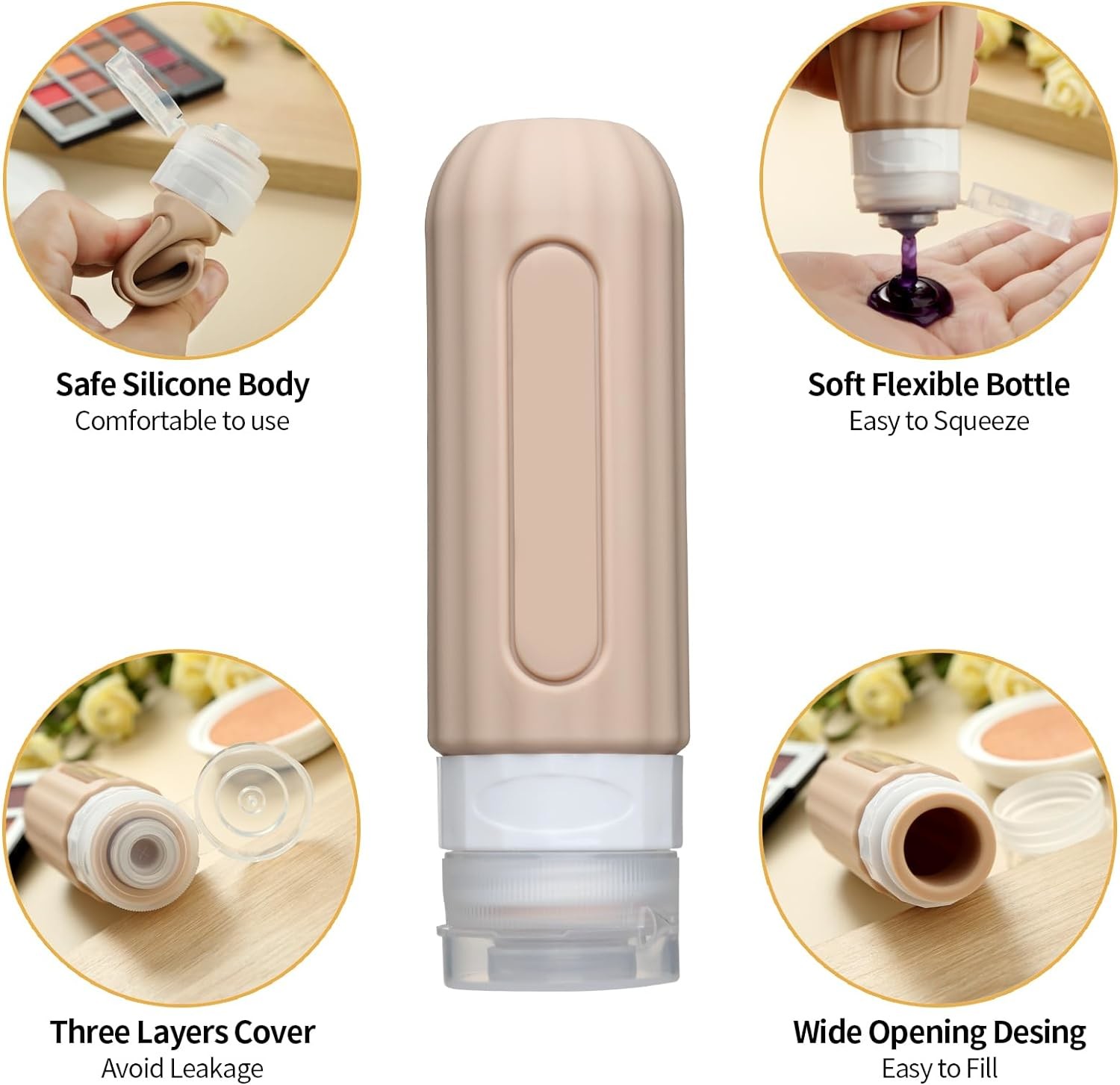 16 Pack Refillable Toiletries Silicone Travel Bottle Set - packaging view