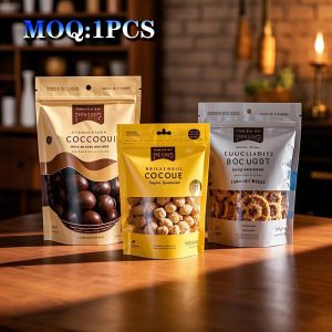 Custom Plastic Aluminumfoil Chocolate Food Packaging Bags With Zipper Custom