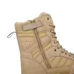 Tactical Footwear Solid Khaki Desert Hiking Boots with Leather Material