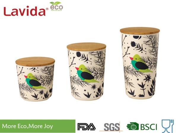 Customized Printing Bamboo Fiber Storage Box , Anti - Bacteria Melamine Food