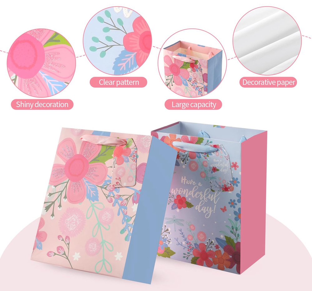 Custom Color Accepted Fashion Flower Printing Fancy Shopping Paper Bags For Presents