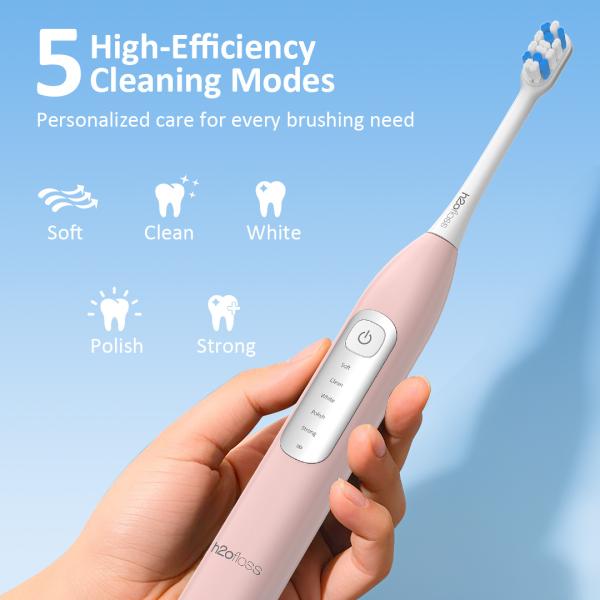 Slim Electric Toothbrush Adults Rechargeable 3 Brushing Modes 2 Minute Timer