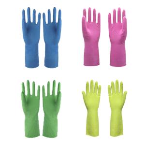 China Natural Latex Flock Lined Long Household Cleaning Gloves Rubber Gloves factory