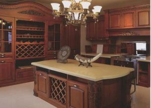 China 2.8m Solid Wood Kitchen Cabinets Island Bar factory