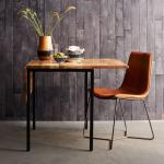 Brown PU Leather Dining Room Chairs Restaurant Industrial Leisure Metal Leg