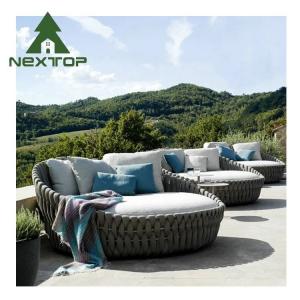 China Bedroom Garden Line Daybed Lounger Bed Outdoor Furniture Rattan Bed factory