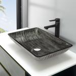 12mm Bathroom Wash Basins 16.5 Inch Art Rectangular Tempered Glass Sink Bowl