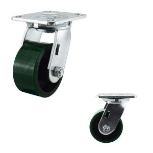 China Polyurethane Heavy Duty Casters / Iron Pu Caster Wheel Long Lasting Dual Ball Bearings factory
