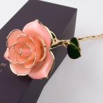 Rose Long Stem Dipped 24k Gold Rose preserved rose in Gift Box with Clear