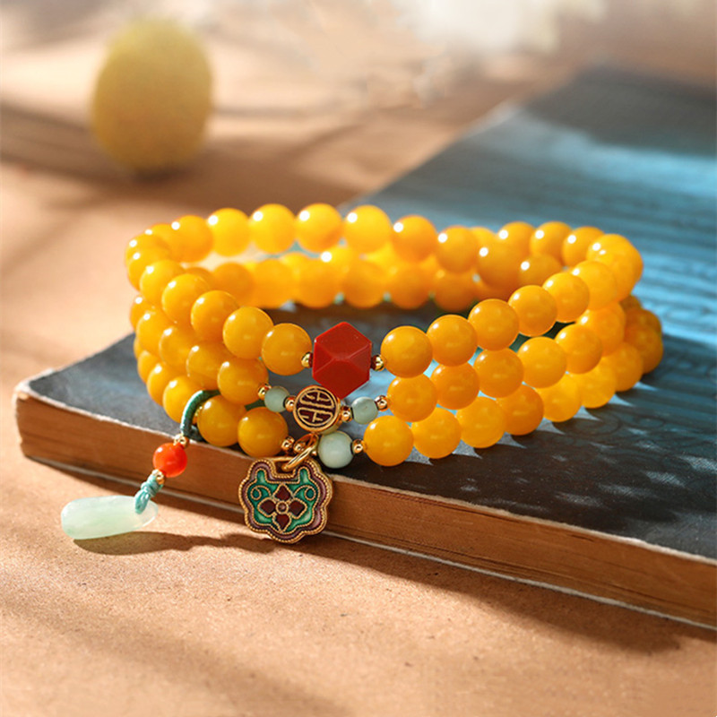 Wholesale Natural Crystal Bracelet Honey Amber Raw Stone Bracelet Energy Stone Meditation Bracelet For Jewelry Gift Simple Luxury Beeswax Beads Amber