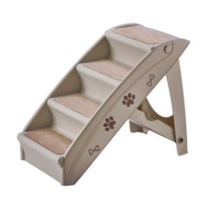 China Pet Products Amazon Popular Beige Folding Dog Ladder Plastic Non Slip Pet Steps Tall Dog Stairs factory