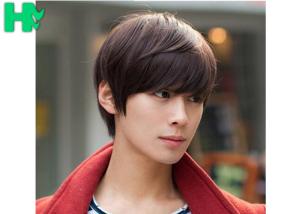 China Trendy Brown Men Hair Wig High Temperature Fiber Wigs Synthetic Hair factory