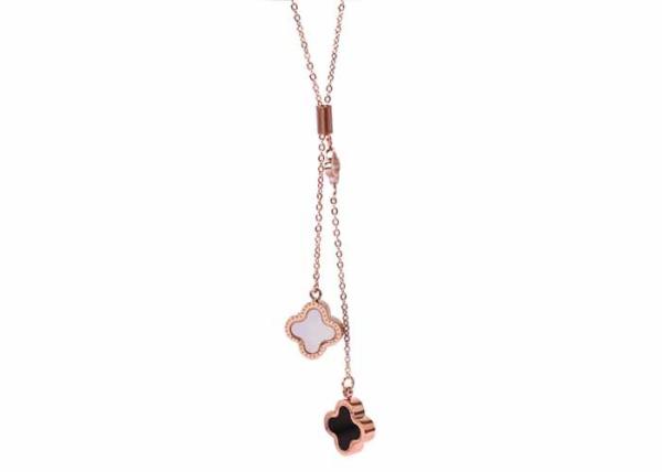 Four-leaf Clover Necklace Female k Gold Rose double-sided black white pearl