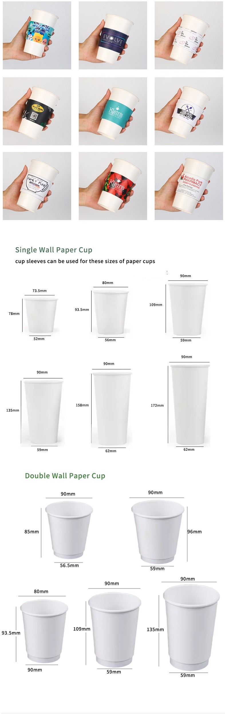 Coffee Sleeves Protective Heat Insulation Drinks Cup Sleeve Corrugated