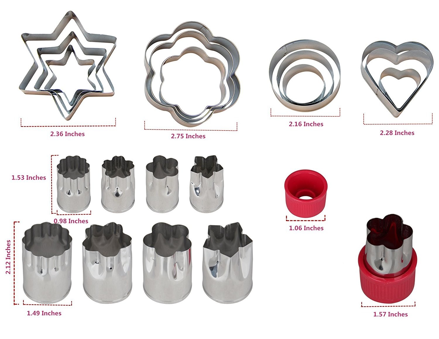 Stainless Steel Vegetable Cutter Shapes Set (20pcs) Vegetable Fruit Cookie Cutter Mold - Cute for Fun Food
