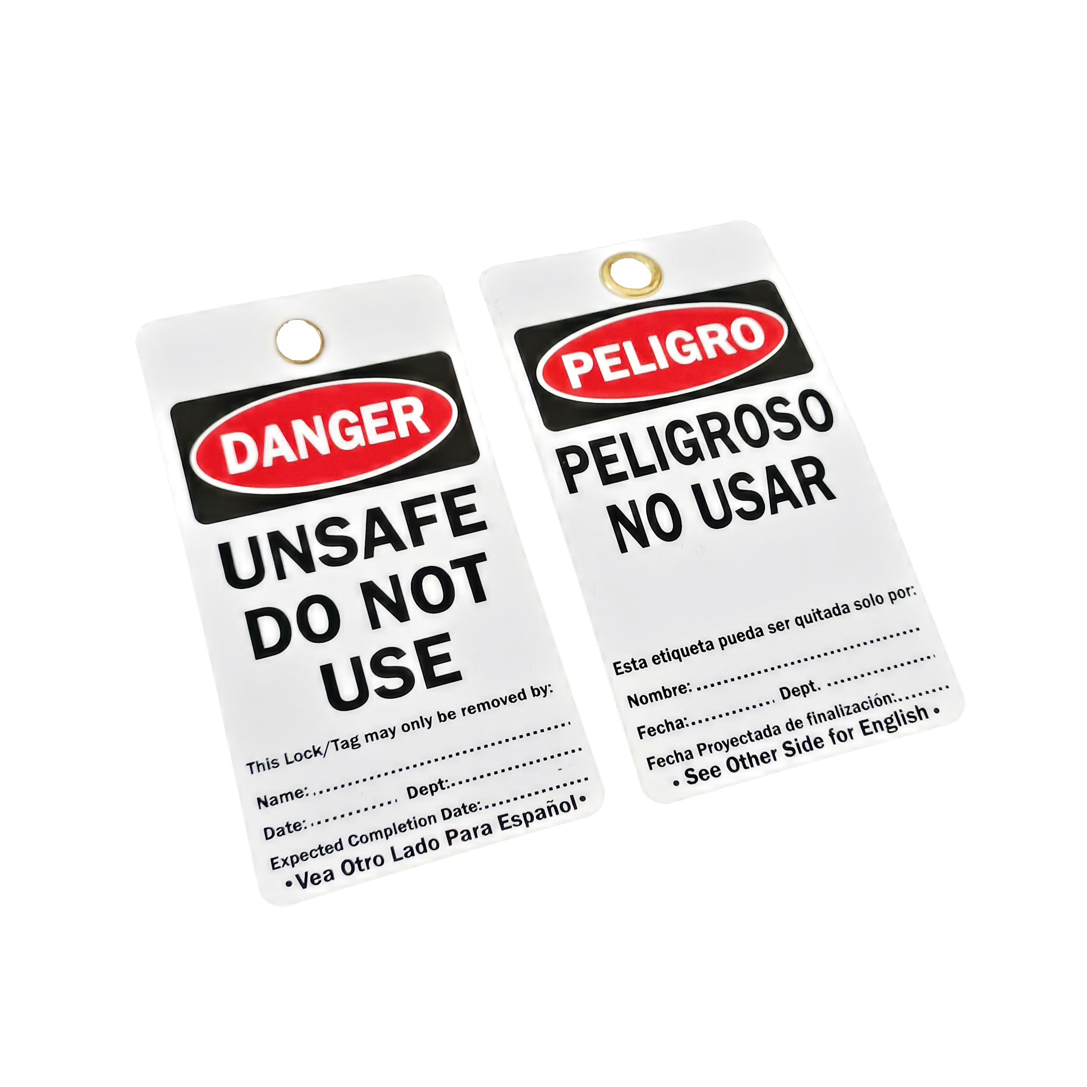Customized PVC Plastic Label Safety Lockout Tagout Danger Tags Both Size Language Options Door Padlock