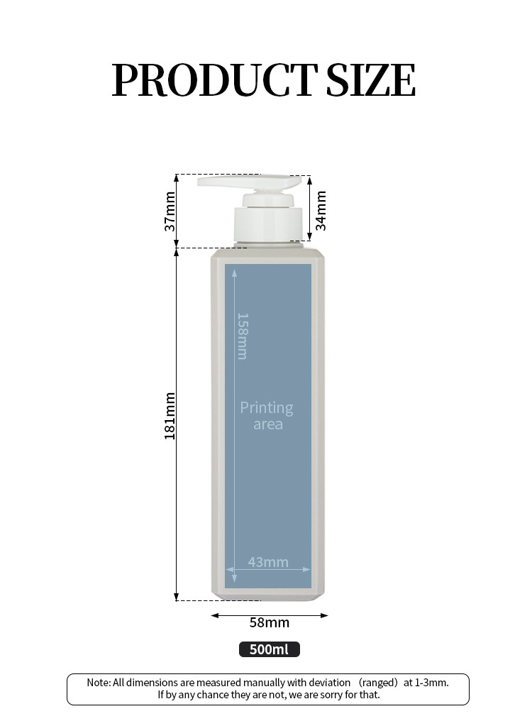 Square PET Cosmetic Lotion Bottle With Press Pump Cap Hot Stamping