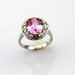 Women Jewelry Oval Pink Cubic Zircon with Rhinestone Sterling Silver Ring(R187)