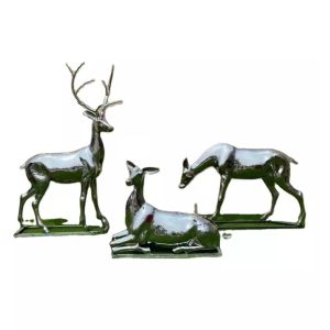 Stainless Steel Deer Sculpture Multiple Shapes Garden Animal Statues