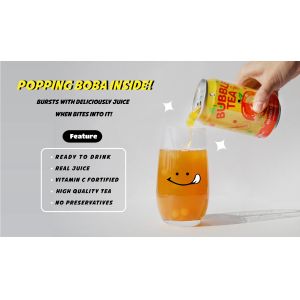 Discover: Taiwan 320ml Popping Boba with Mango Iced Tea - Bursting Boba Tea