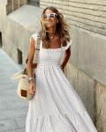 ODM Casual Swing Dress Knitted Full Length Multicolor Round Collar