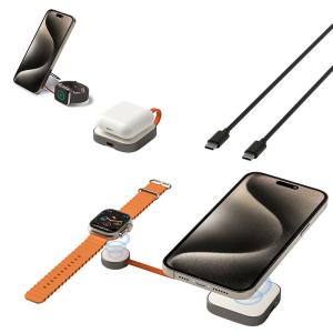 China Metal Magnetic Wireless Charging Station Metal Magnetic 2 In 1 Magsafe Multi Charger factory