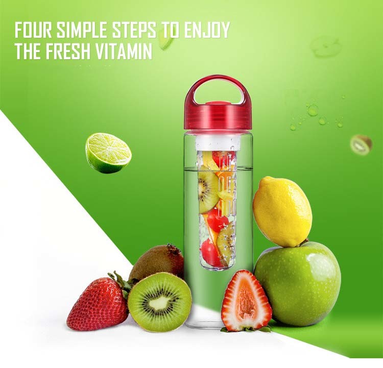 Leakproof 700ml 800ml Water Bottle Custom Print BPA Free Insulated Fruit Infuser Water Bottle 32 Oz Perfect For Outdoors Travel Easy To Clean &