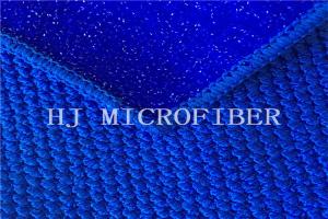 China Blue Color Microfiber Cleaning Fabric Jacquard Big Peral Shaped Cloth With PP Hard Wire factory