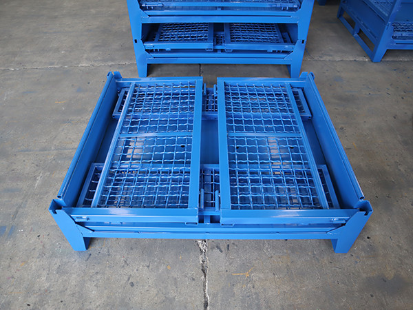 2 - 4 Layers Foldable Wire Mesh Pallet Cage For Warehouse Storage
