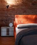 Italian Designer Soft Bed Storage Wooden Grey Leather Double Bed