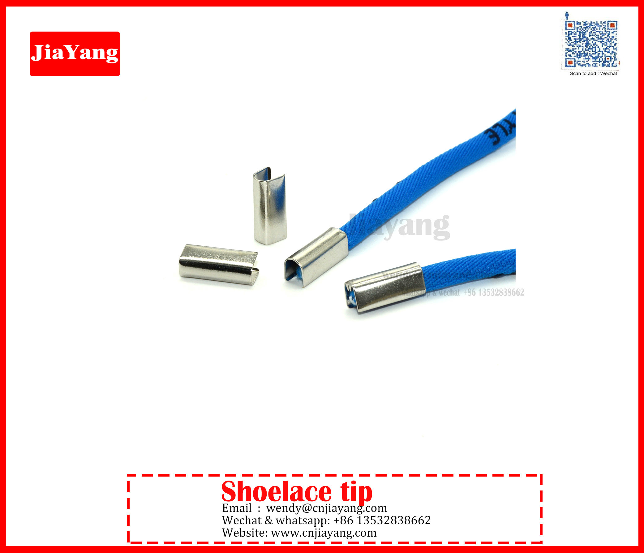 Jiayang metal aglet for end of shoelace drawstring garment