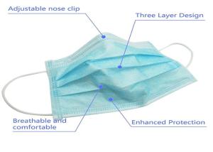 China Breathable 3 Layers Disposable Medical Mask Surgical Supplies Materials factory