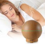 400ML Round Ultrasonic Light Wood Grain Cool Mist Humidifier For Home